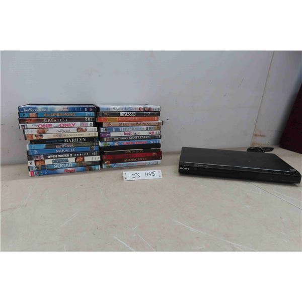 Sony DVD Player & 26 DVDs 