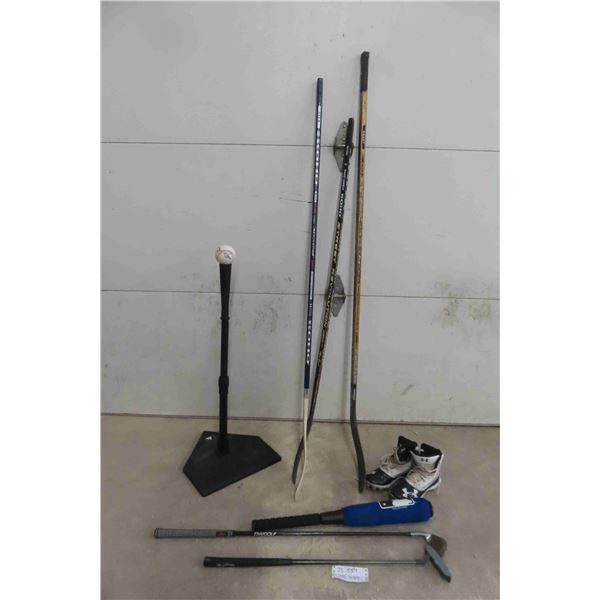 Sports Package: Tball, 3 Hockey Sticks, 2 Golf Clubs, PR 