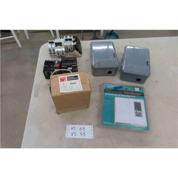 Thermostat, 2 Pole 200 Amp Breaker, Breakers+ 