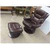 Image 1 : Leather-Leather Style Swivel Chair with Ottoman 