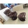 Image 5 : Leather-Leather Style Swivel Chair with Ottoman 