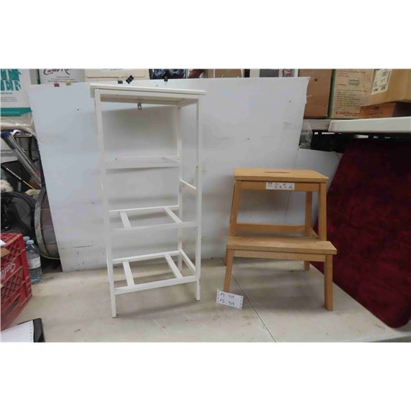 Painted Plant Stand 31'' x 14'' x 12'' , Wood Stepper 