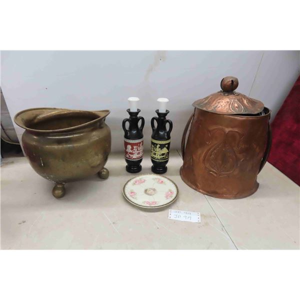 Copper Ash Pot with Lid, Brass Planter & More 
