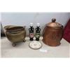 Image 1 : Copper Ash Pot with Lid, Brass Planter & More 
