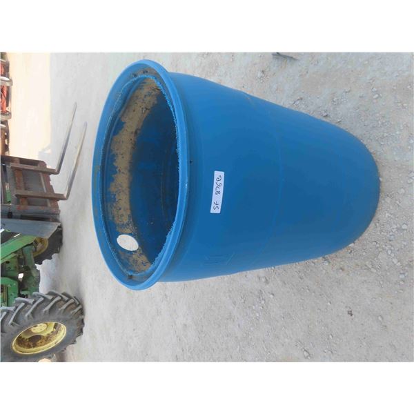 45 Gallon Poly Barrel with Hand Yard Tools: Spade, Fencing Bar, Hoe, Rake & More 