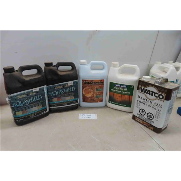 (2) 3.78L Aqua Shield Waterproofing Sealer, Wood Restorer, Woodsman Brightener & 2 L Water Danish Oi