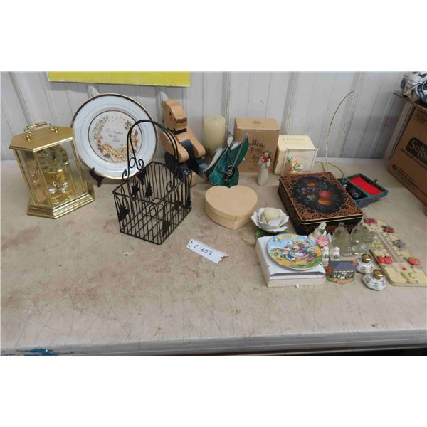 Shelf Décor:  Willow Tree, Stained Glass Angel, Clock +