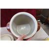 Image 7 : Stoneware Crock with Lid, Bowls, Metal Bean Pot 