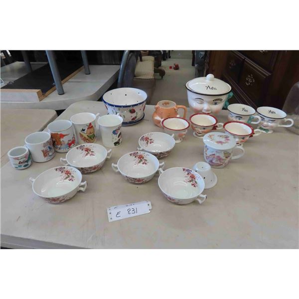 Baileys Ceramic Canister with 2 Matching Mugs, 3 Staffordhire Mugs +