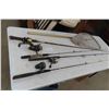 Image 1 : 4 Fishing Rods , 4 Reels, Fishing Net, Red Rod Broken