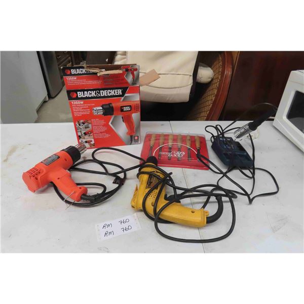 Power Tools: Dewalt 3/8 RSR Drill, New B=D Heat Gun, 