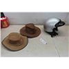 Image 1 : 2 Leather Outback Australian Hats + Helmet Size Medium