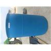 Image 2 : 45 Gallon Poly Barrel with Yard Tools (3) Rakes, (5) Shovels, Sledge Hammer, Hoe