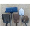Image 5 : 45 Gallon Poly Barrel with Yard Tools (3) Rakes, (5) Shovels, Sledge Hammer, Hoe