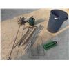 Image 1 : Poly Garbage Bin with Sprinkler, Shephard Hook, 