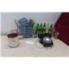 Image 1 : Vintage Fan, Rotary Desk Phone, 6 Soda Bottles: 2Way, Keystone, Dauphine Beverage +