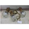 Image 1 : Vintage Hanging Light Fixture With 3 Glass With Brass