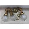 Image 6 : Vintage Hanging Light Fixture With 3 Glass With Brass