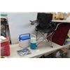 Image 1 : Camping Chair, Coleman 6 Pack Cooler & New 3'x 5'  USA Flag