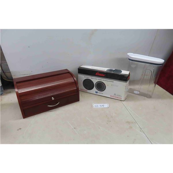 Wood Roll Top Case 7 x15 x 8, Rampage 100 Watt Audio Speakers