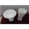 Image 3 : 4pcs Milk Glass, Fenton Style Vase, Footed Candy Bowl & More