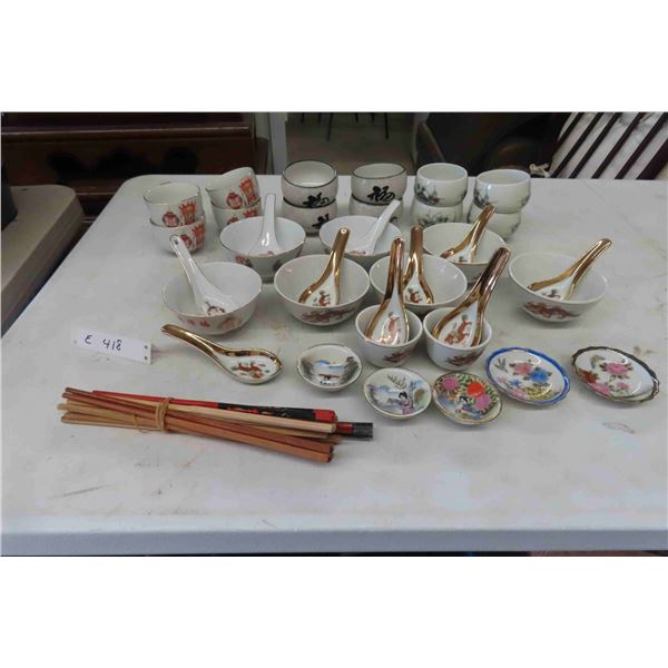 Asian Dish Set with Chop Sticks 