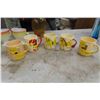 Image 8 : Hand Painted Cookie Jar, Creamer, Sugar Bowl, Amber Coloured Oval Pitcher, 4 Hi-Ball Glasses, Plasti