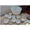 Image 2 : 10 Piece Milk Glass Punch Bowl Set, Tea Pot, Ice Bucket, Bowls + Planters
