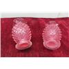 Image 2 : 2 Vintage Fenton Cranberry Glass Hobnail Crimped Mini Vase 3 1/2" High