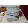 Image 2 : 15 Round Mirrored Trays 6" to 7 1/2", 8 North West Mounted Police Coffee Mugs (Small Chip on 1 Mug) 