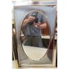 Image 2 : Wall Décor: 2 Brass Framed Mirrors and Clock with Humidity & Temp Dials 
