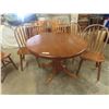 Image 2 : Oak Pedestal Table 30'' H x 42'' Diam. , 18'' Leaf, 4 Chairs 