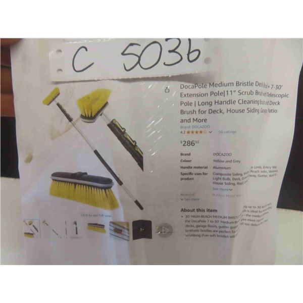 DocaPole 7-30 Foot Hard Bristle Brush Extension Pole |11” 