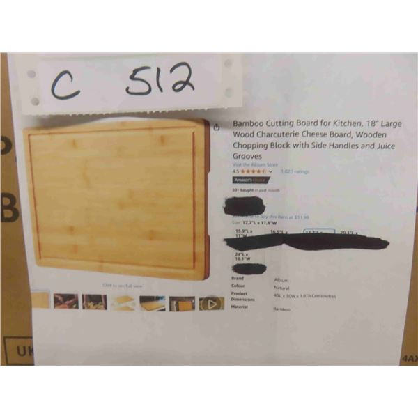 Bamboo Cutting Board for Kitchen, 18" Large Wood Charcuterie 