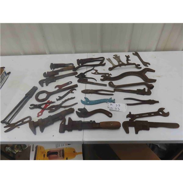 Old Wrenches: Bicycle, Some Labelled, Crimper. 