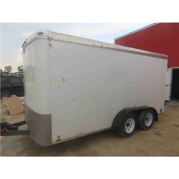 Cargo Mate 14ft Enclosed Tandem Trailer with Roof Rack, Has TOD. 