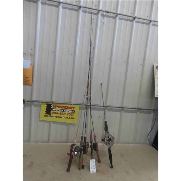 6 Fishing Rods , 4 Reels (1) Big Game. 