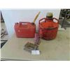 Image 1 : Gas Cans (1) Race Car, Drill Press Vice, Hydraulic Jack. 