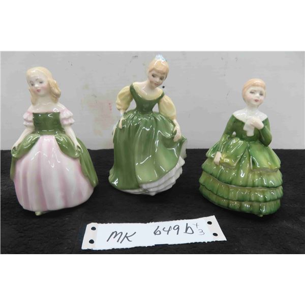 Royal Doultan Figurines 5" & 5 1/4" Tall,  Fair Maicler 1966, Penny 1967and Belle 1967