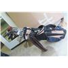 Image 1 : 2 Right Handed Golf Clubs w Winnipeg Blue Bomber Golf Bag + Stand 