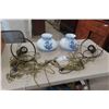 Image 1 : 2 Hurricane Hanging Lamps with Brass Frame, 