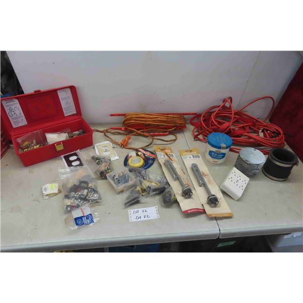 2 Extention Cords, Fasteners, New Old Stock 