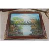 Image 2 : 5 Framed Pictures: 2 Petit Point, 2 Oil Paintings +