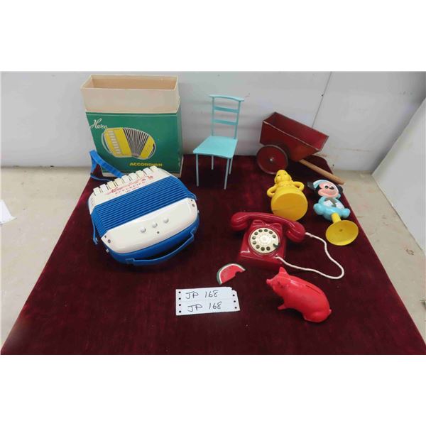 Hero Accordian, Metal Cart, Plastic Play  