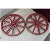 Image 2 : 2 Wooden Wheels 14" Diameter, Mustache