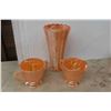 Image 2 : Fireking Peach Lustre Glass: Vase, Creamer, Sugar Bowl, Plates, Cups and Saucers 21 Pieces
