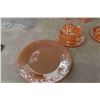 Image 8 : Fireking Peach Lustre Glass: Vase, Creamer, Sugar Bowl, Plates, Cups and Saucers 21 Pieces