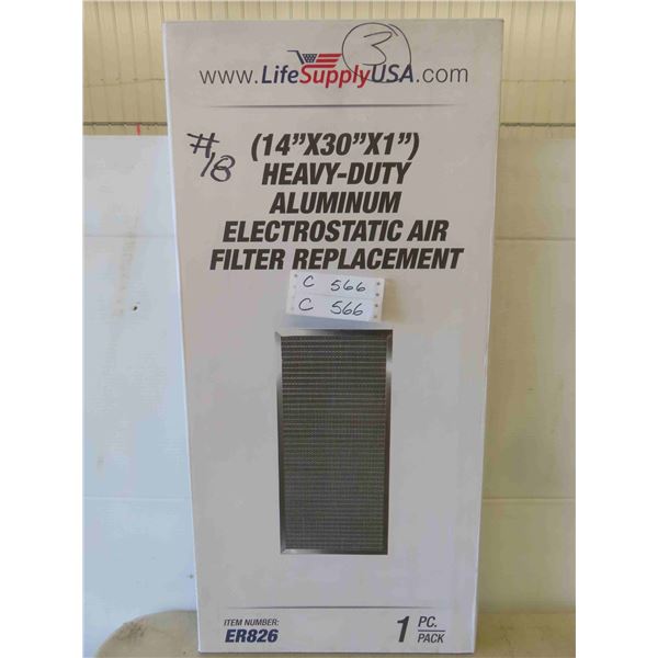LifeSupplyUSA 14x30x1 Electrostatic Air Filter, MERV 8, Washable