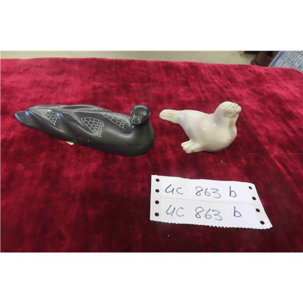 Eskimo Cut Soapstone 7 1/2 x2 1/4 x with Certificate of Authentication