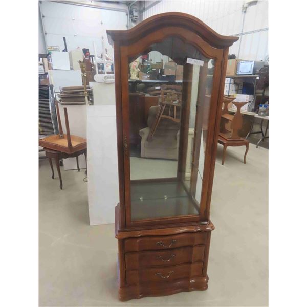 China Cabinet with 3 Bottom Drawers, 3 Glass Shelves & Lights 